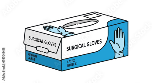 Box of sterile surgical gloves for medical use.