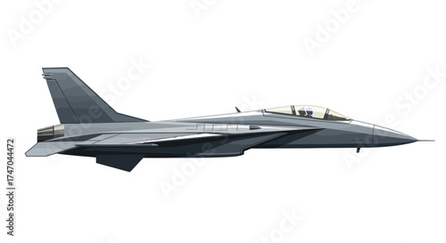 Sleek Modern Military Fighter Jet Aircraft Side View.