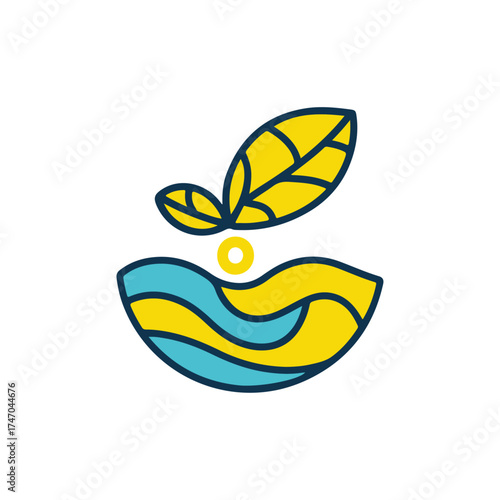 Minimal Leaf and Wave Eco Logo