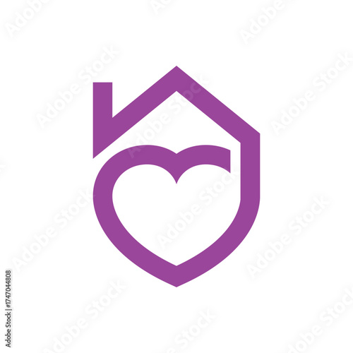 heart home abstract logo modern style