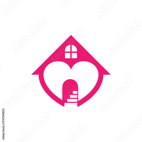 heart home abstract logo modern style