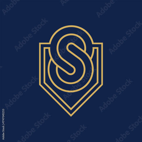 s letter shield abstract logo modern style