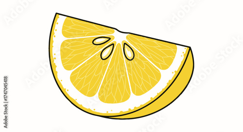Freshly Cut Lemon Wedge with Bright Yellow Flesh.
