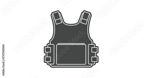 Vector Illustration of a Gray Bulletproof Vest.