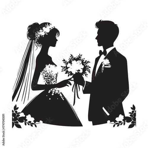 Wedding Couple  Silhouettes svg