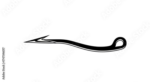 Sharp Fishing Hook with Curved Shank and Eyelet.