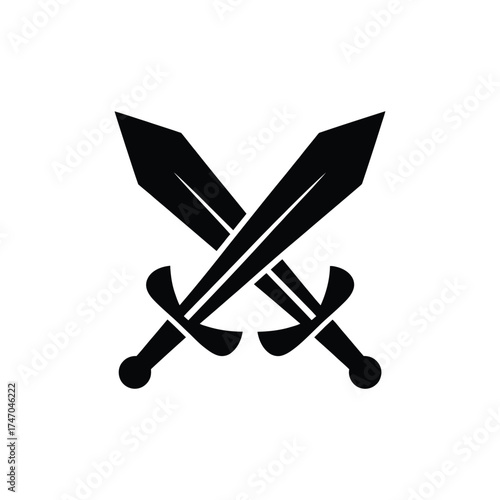 Two crossed swords emblem silhouette