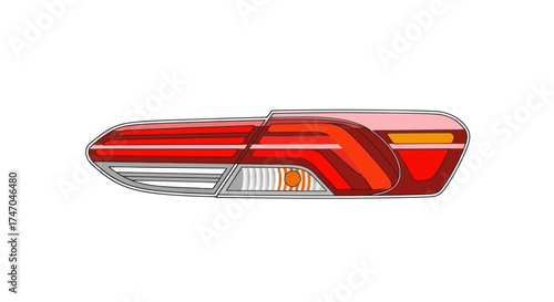 Car Tail Light Assembly with Red and Orange Lenses.
