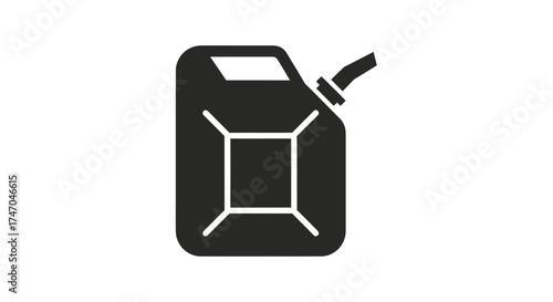 Black Fuel Canister Icon with Spout and Handle.