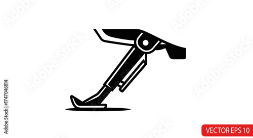 Black Silhouette of a Modern Prosthetic Leg Device.