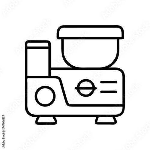 Simple line art icon of a modern kitchen food processor appliance