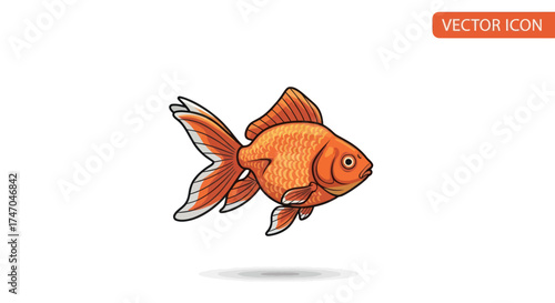 Stylized orange goldfish vector illustration with detailed flowing fins and scales.