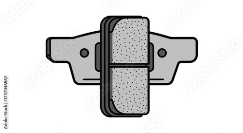 New metallic brake pads with steel backing plate for automotive use.
