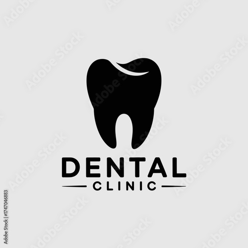 Dental clinic logo with tooth isolated on white background vector design