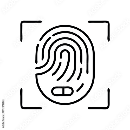 Digital fingerprint scan icon representing biometric identification and security verification technology