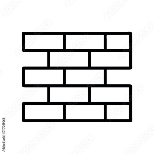 Simple outline illustration of a stacked brick wall pattern in black and white