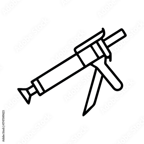 Simple line drawing of a caulk gun tool for sealing and adhesive application
