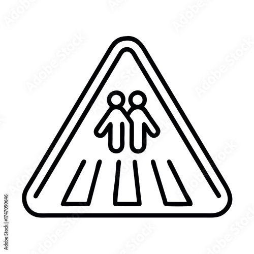 Warning sign for pedestrian crossing with two figures on a roadway