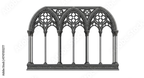 Gothic window frame isolated on white background