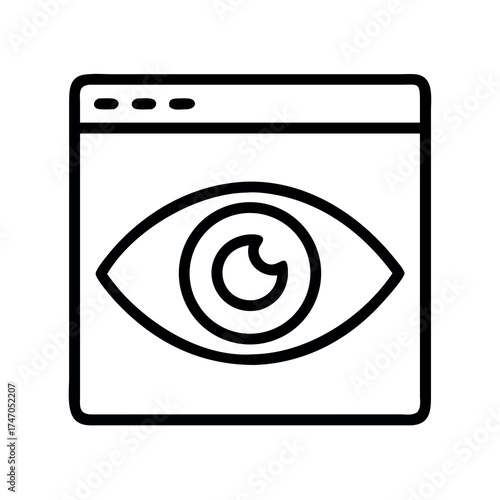 Stylized eye icon within a browser window representing website analytics and user observation