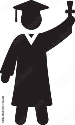 Graduation ceremony group silhouette representing students celebrating achievement and academic success.