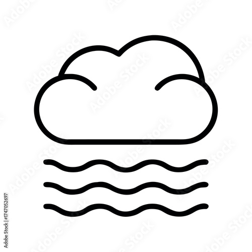 Simple line art icon representing foggy weather conditions with a cloud and wavy lines