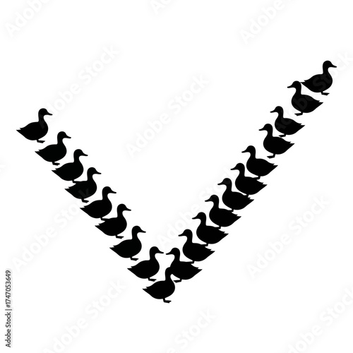 Silhouette of Ducks Forming a V-Shape Formation.