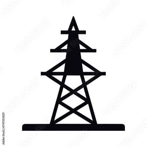 Electric Tower Black Silhouette Vector Illustration