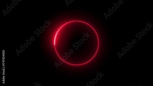 circle glow border concept on the black background. seamless loop, abstract glowing neon line red color circular lens animation neon light. Motion graphics of border icon.