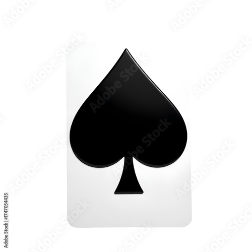 Photo of black spade card isolated on transparent background
