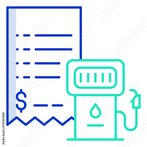 petrol bunk bill outline color icon design