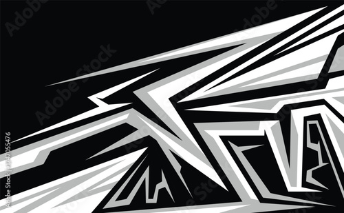 Illustration Vector graphic of Abstract Racing Stripes Background With Grey And Black Color fit for Racing Design etc.