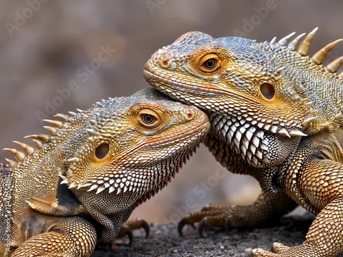 Wallpaper Mural Bearded Dragons Bonding: A Close-Up Look at Reptilian Affection and Interaction Torontodigital.ca