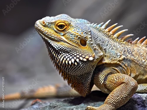 Wallpaper Mural Detailed close-up of a bearded dragon resting, showcasing its unique scales and texture Torontodigital.ca