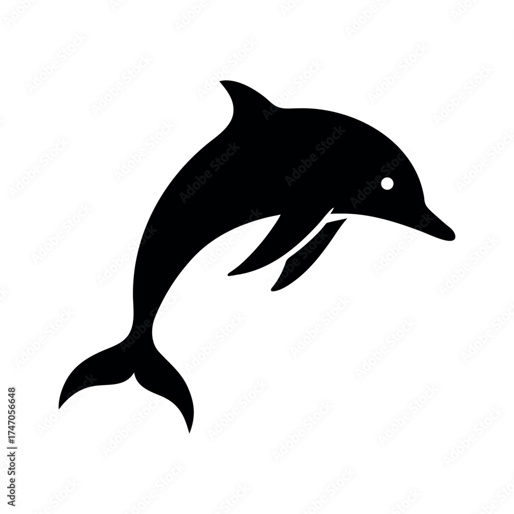 Fototapeta premium Dolphin Jump Black Silhouette Vector Design