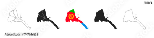 Eritrea map set. Map of Eritrea with flag.  Vector EPS 10