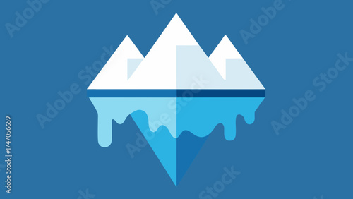 Minimalist Iceberg Illustration with Reflection abstract