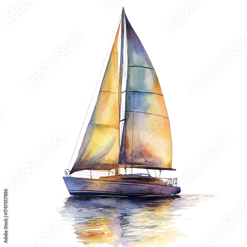 watercolor vector of Sail, isolated on a white background.