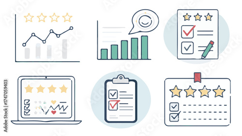 Customer feedback and satisfaction analysis icons