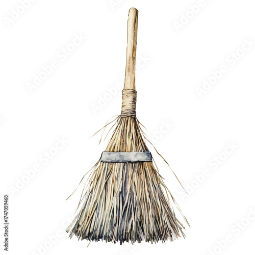 watercolor of Rake, vector, isolated on a white background.