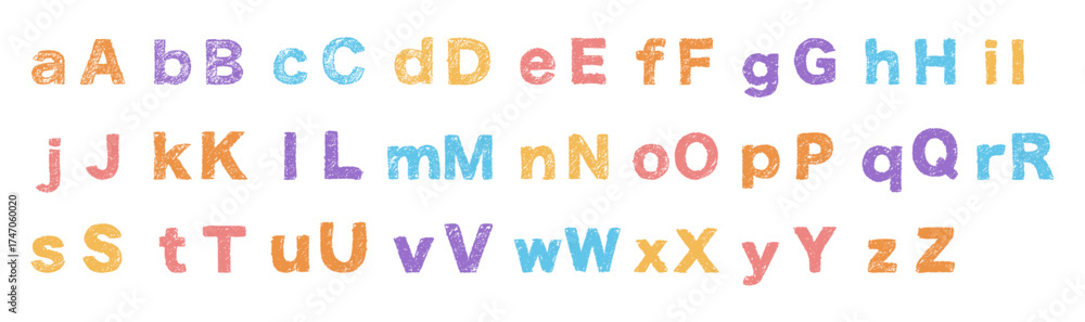 Crayon doodle hand drawn kids alphabet font. Crayon numbers. Vector EPS 10