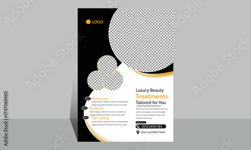Modern and minimalist beauty spa salon flyer design template with women fashion parlor flyer template vector illustration.	