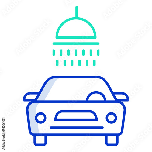 car wash outline color icon design