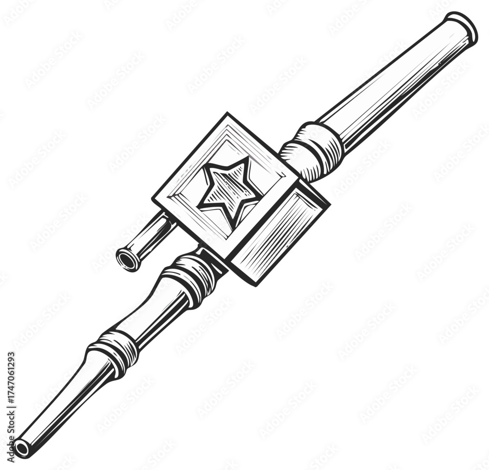 Fototapeta premium Vintage Illustration of a Black and White Rifle with a Star Symbol