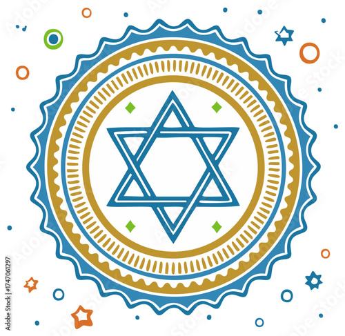 Festive Jewish Star of David Icon Illustration for Celebration and Cultural Heritage Events