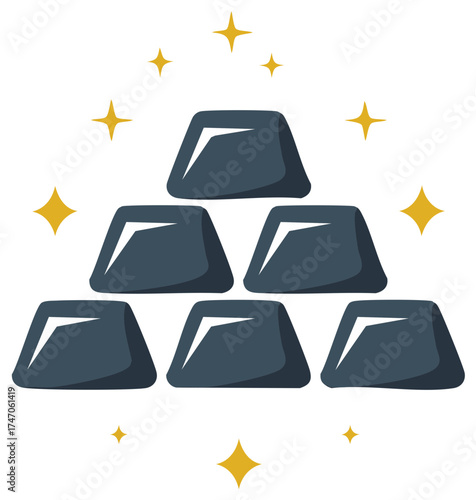 Shiny Ingot Pyramid Wealth Accumulation Precious Metal Illustration Gold Stars