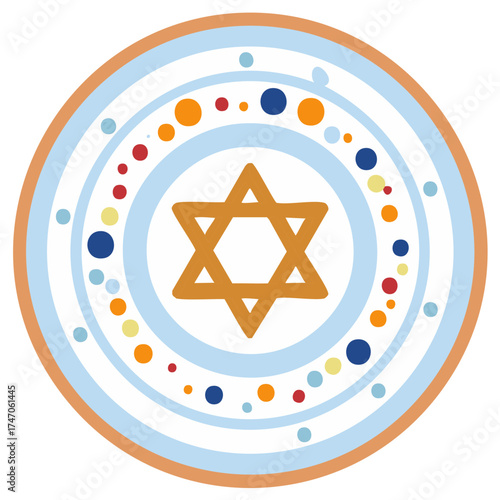 Star of David with abstract pattern inside of a circle