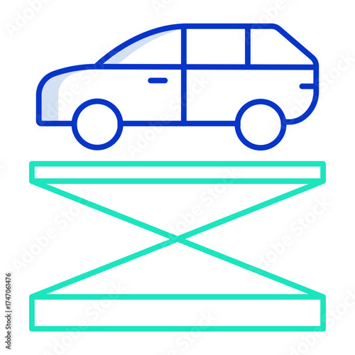 car service Lift outline color icon design