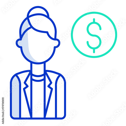 women nvestor outline color icon design
