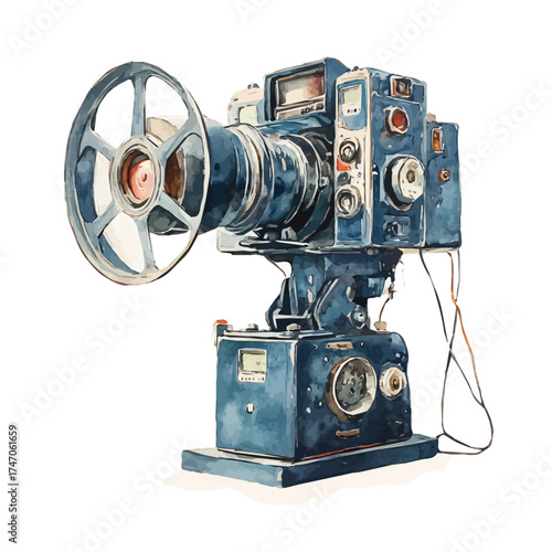 watercolor of Projector, vector, isolated on a white background.